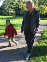 Nik with Matej on a walk